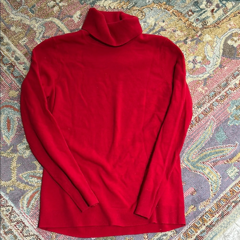 100% Cashmere Red Turtleneck Sweater